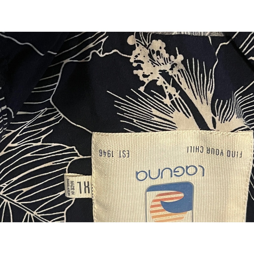 Laguna Hawaiian Shirt Mens XL Blue White Floral Hibiscus Aloha Camp Button Front - Picture 4 of 9